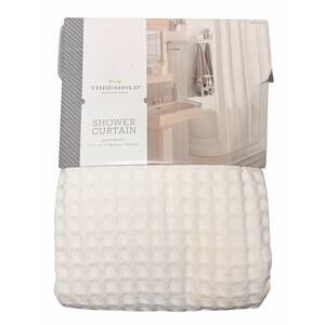 Threshold Waffle Weave Solid White 100% Cotton Shower Curtain 72" x 72" NWT